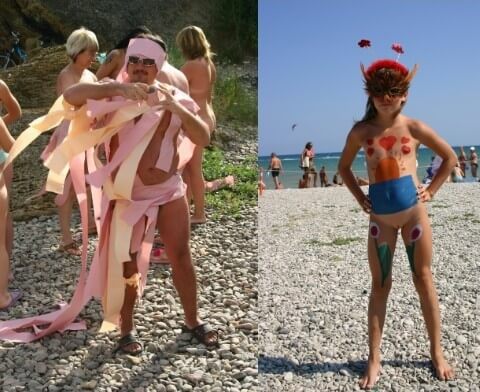 Natural Mud Camouflaging pics - These movements promote an open attitude toward nudity without sexual connotations